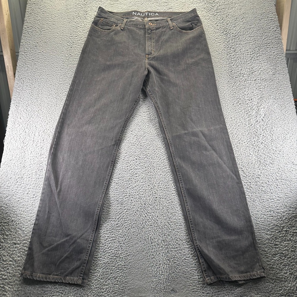 Vintage Nautica Jeans Men's 38x34 Brown Cotton Denim Straight Leg Workwear Faded
